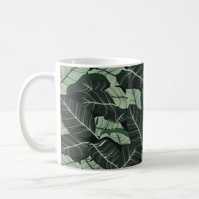 Caneca De Café Luxury nature leaves background. Floral pattern, T (Esquerda)