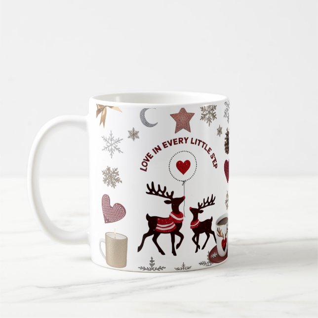 Caneca De Café Luxury Reindeer Mommy & Baby "Love in Every Little (Esquerda)