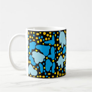 CANECA DE CAFÉ LUZ AZUL E AZUL DE MÉDIO COM PONTOS DE LEMÃO