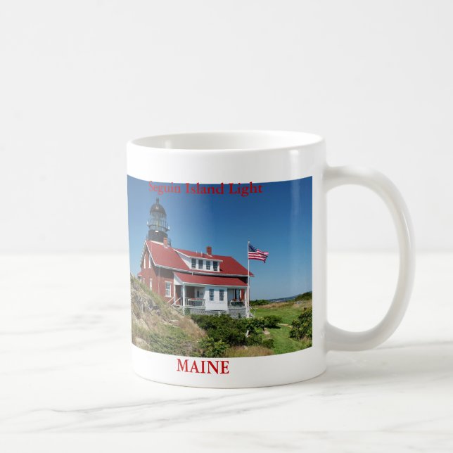 Caneca De Café Luz da ilha de Seguin, Maine (Direita)