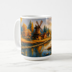Caneca De Café Luz da Manhã Sobre o Moinho de Vento