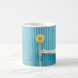 Caneca De Café Luz de Himawari do girassol - flor amarela azul