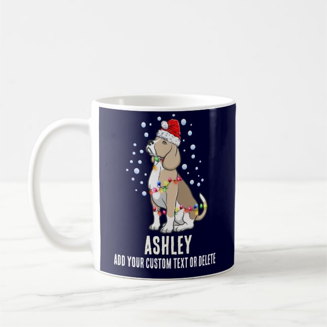 Caneca De Café Luz De Natal Com Cão De Beagle (Esquerda)