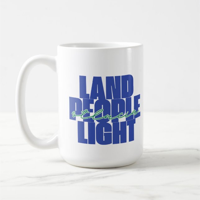 Caneca De Café Luz de Pessoas terrestres | Texto Azul e Verde da  (Esquerda)