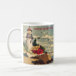 CANECA DE CAFÉ LUZ DE PONTO DE ILUMINAÇÃO DA AGULHA TEXTUALMENTE