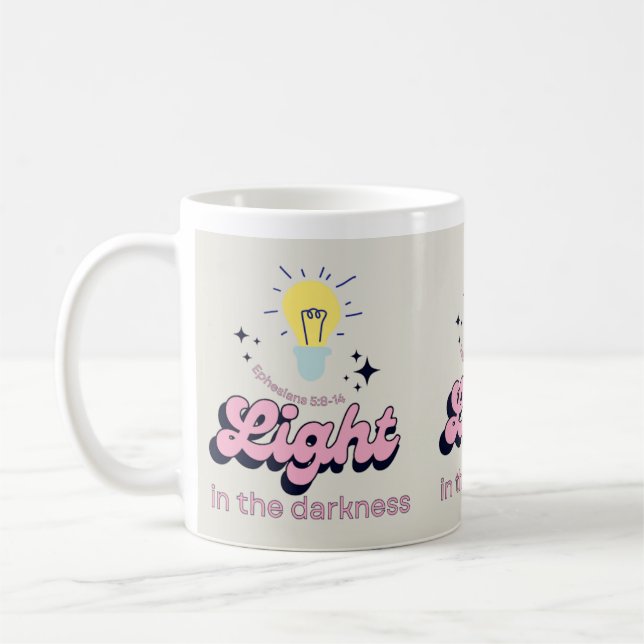 Caneca De Café Luz na Escuridão/Mug/Fé/Cristão/Mug (Esquerda)