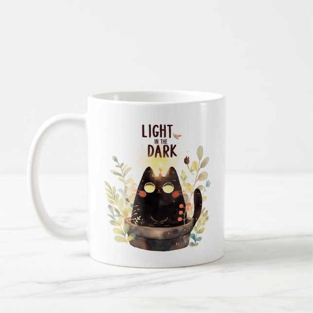 Caneca De Café Luz no escuro - Planta de Mug de Gato (Esquerda)