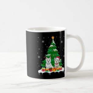 Caneca De Café Luzes de árvore de Natal do cão Westie Papai Noel