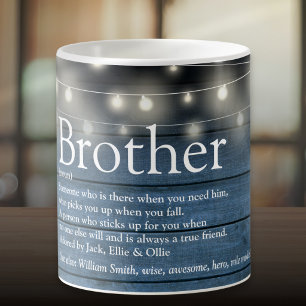 Caneca De Café Luzes de Corda de Madeira Rústica Azul com Definiç