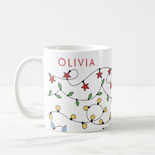 Caneca De Café Luzes de Cordas de Natal Personalizadas e Bonitas