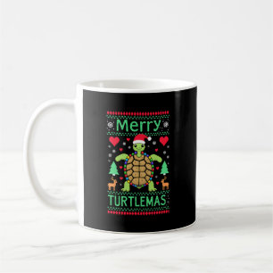 Caneca De Café Luzes De Natal Alegre Turtlemas Tartaruga Fofa Pap