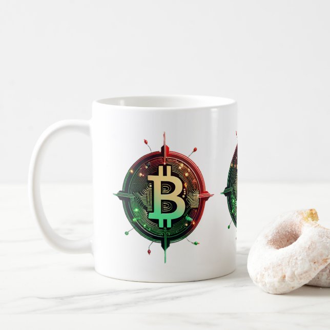 Caneca De Café Luzes de Natal Bitmoedas (Com Donut)