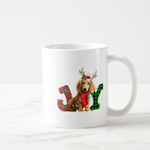 Caneca De Café Luzes de Natal Cachorro Dachshund de Cabelo Longo