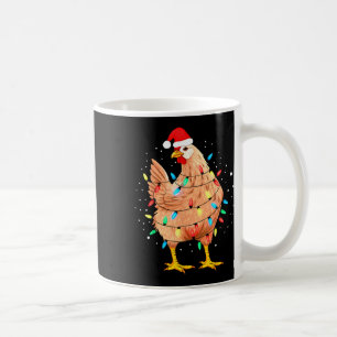 Caneca De Café Luzes de Natal de Frango Animal de Fazenda Natal D