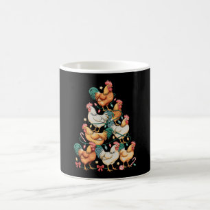 Caneca De Café Luzes de Natal de Galinha Árvore de Natal Temporad