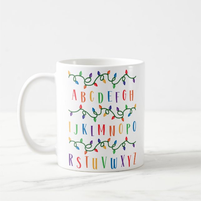 Caneca De Café Luzes de natal do Alphabet Wall ABC (Esquerda)