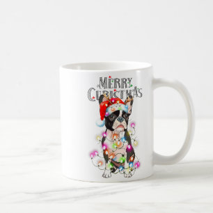 Caneca De Café Luzes de Natal do Boston Terrier Cachorro de Natal