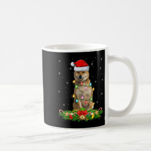 Caneca De Café Luzes de Natal do Cão Shiba Inu Chapéu Divertido d