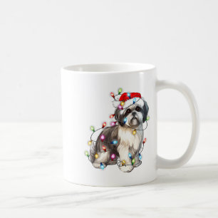 Caneca De Café Luzes de Natal do Cão Shih Tzu Xmas Fofo