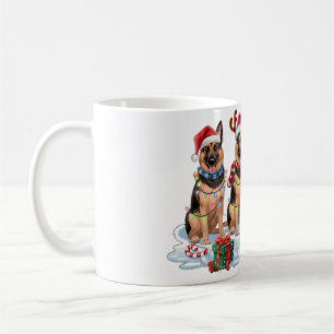 Caneca De Café Luzes de Natal do german shepherd - Design Adoráve
