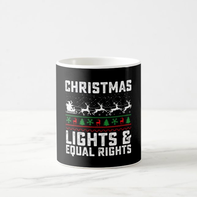 Caneca De Café Luzes De Natal E Direitos Iguais Feministas (Centro)