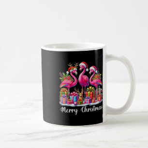 Caneca De Café Luzes de Natal Flamingo Chapéu do Papai Noel Neve