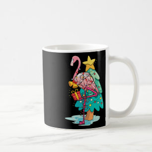 Caneca De Café Luzes De Natal Flamingo Tropical Árvore De Natal
