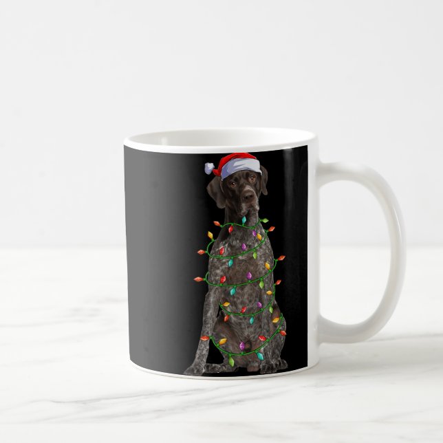 Caneca De Café Luzes de Natal Papai Noel Pointer Alemão Inter Cac (Direita)