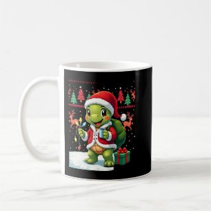 Caneca De Café Luzes de Natal Tartaruga Papai Noel Feio Tartaruga