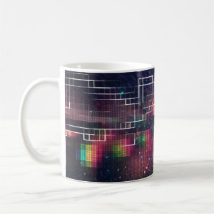 Caneca De Café Luzes de néon retrógradas e padrão geométrico