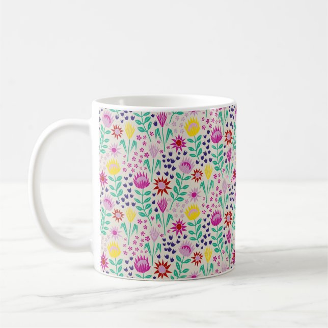 Caneca De Café Luzes de Protea Floral Block Impressão Millefleur (Esquerda)