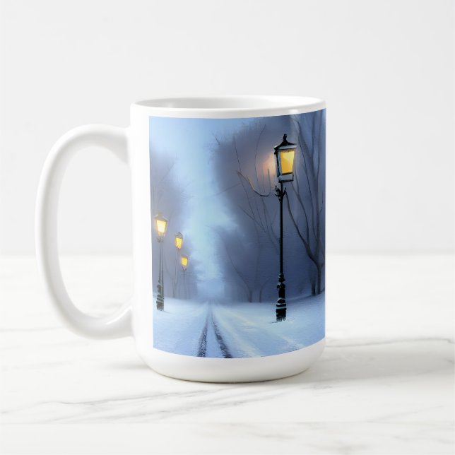 Caneca De Café Luzes De Rua Piscando Em Wonderland De inverno (Esquerda)