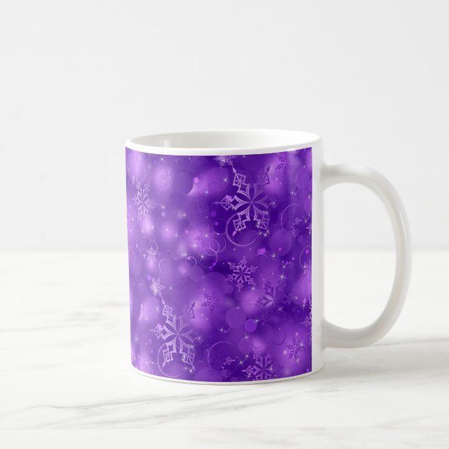 Caneca De Café Luzes & flocos de neve, roxo - Natal (Direita)