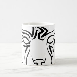 Caneca De Café Lynx Tribal Preto e Branco