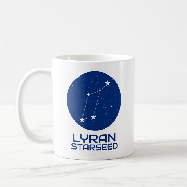Caneca De Café Lyran StarSeed Mug - Design de constelação de Lyra (Esquerda)
