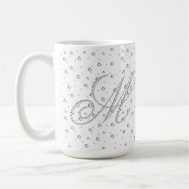 Caneca De Café M Monograma inicial Impressão de diamantes brancos