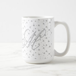 Caneca De Café M Monograma inicial Impressão de diamantes brancos