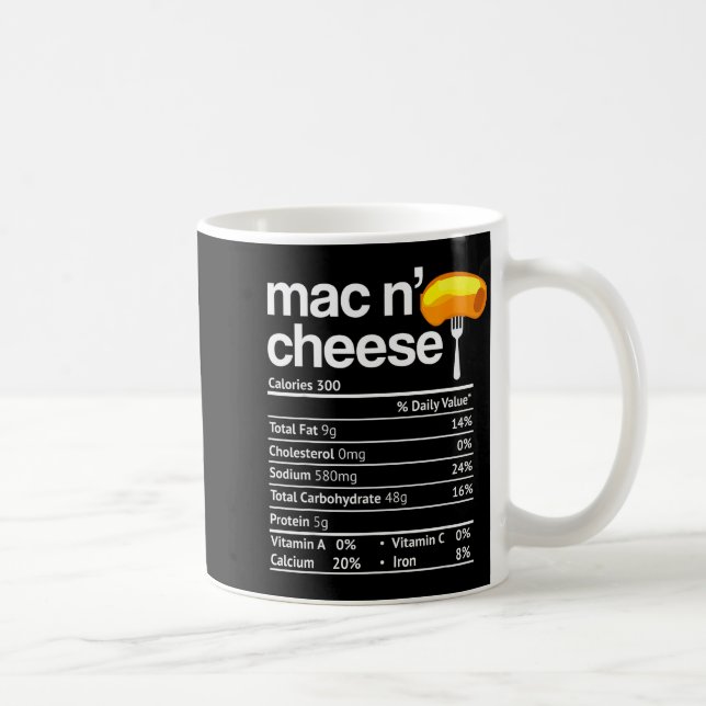 Caneca De Café Mac And Cheese Nutrition Funny Thanksgiving Mac N' (Direita)