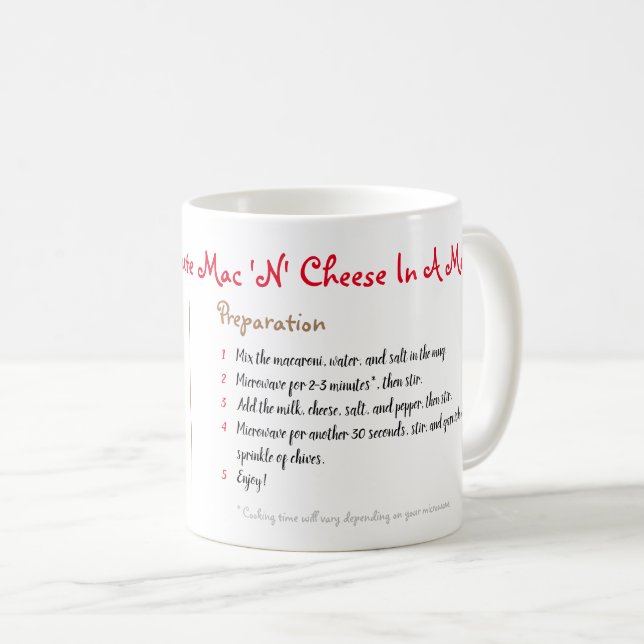 Caneca De Café Mac E Queijo Em Uma Receita De Micro-Ondas De Mug (Frente Esquerda)