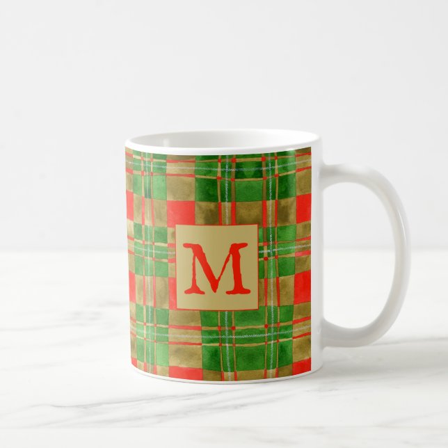 Caneca De Café MAC GREGOR TARTAN White Mug + Inicial (Direita)