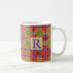 Caneca De Café MAC RAE TARTAN White Mug + Inicial