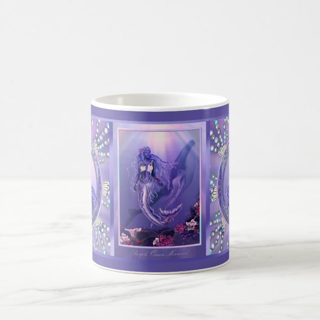 Caneca De Café Maçã de café com sereia do oceano roxo (Centro)