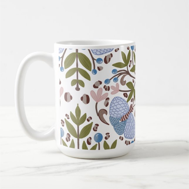 Caneca De Café Maçã-padrão floral (Esquerda)