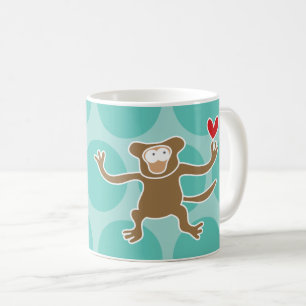 Caneca De Café Macaco/Ape macaco de desenho animado fofo pontos d
