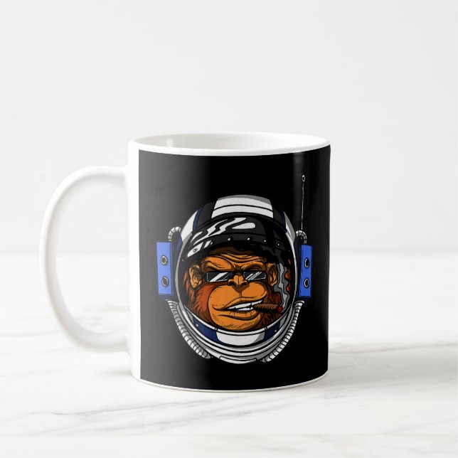 Caneca De Café Macaco Astronauta Espacial Ape Chimp Ficção Cientí (Esquerda)
