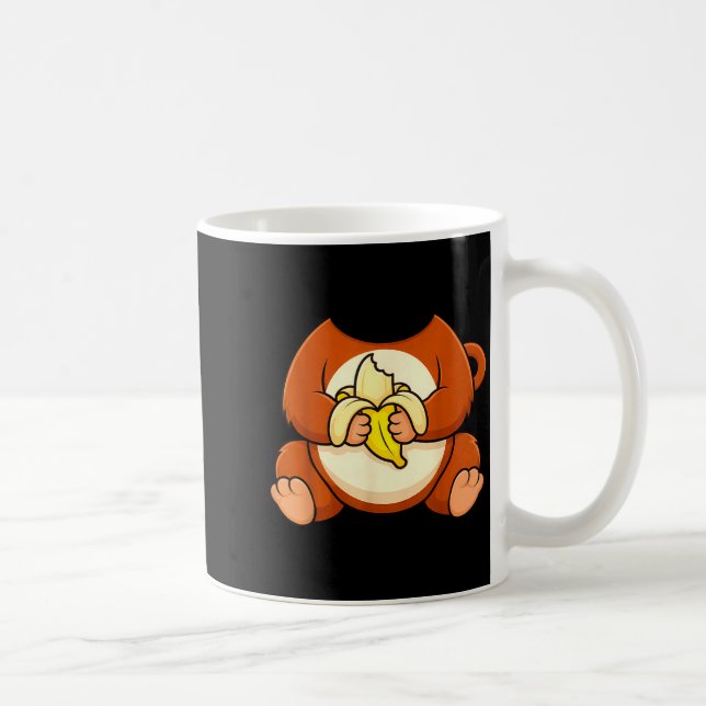 Caneca De Café Macaco Bebê Macaco Marrom Banana Macaco Engraçado (Direita)
