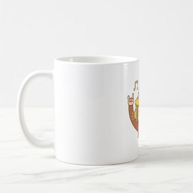 Caneca De Café Macaco Bonito Adora Ouvir Música (Esquerda)