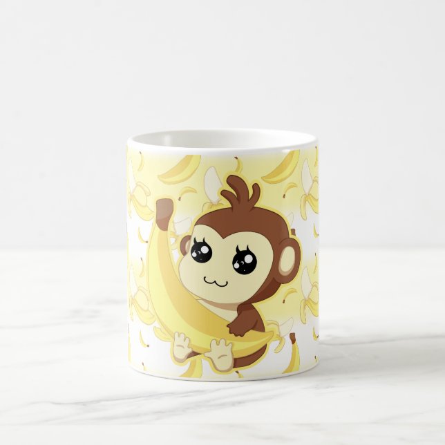 Caneca De Café Macaco bonito de Kawaii que guardara a banana (Centro)