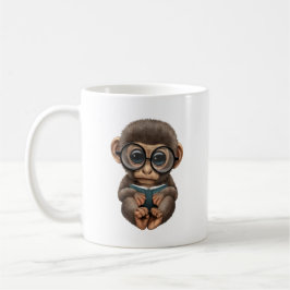 Caneca De Café Macaco bonito do bebê que lê um livro