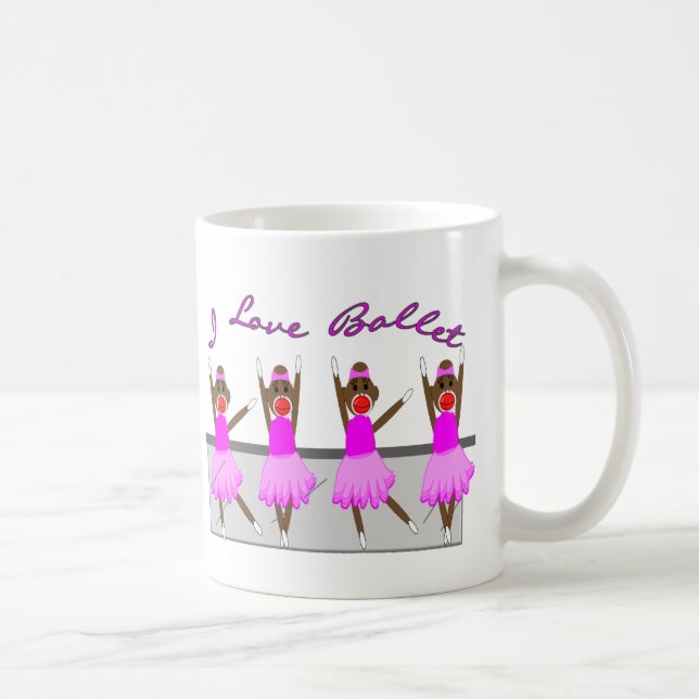 Caneca De Café macaco da peúga   "EU AMO O BALÉ " (Direita)